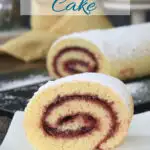 a pinterest image for jelly roll cake with text overlay