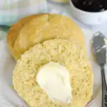 a pinterest image for cornmeal biscuits with text overlay