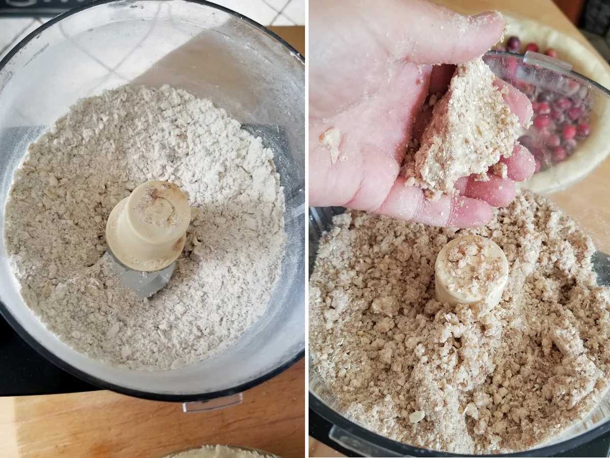 crumb topping ingredients in a food processor