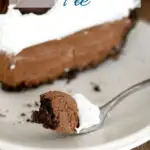 a pinterest image for chocolate mousse pie with text overlay
