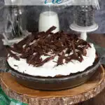 a pinterest image for chocolate mousse pie with text overlay
