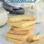 a pinterest image of sourdough shortbread with text overlay