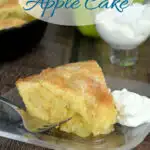 a pinterest image with text overlay for irish apple cake
