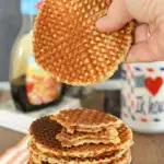 a pinterest image for stroopwafel recipe with text overlay.