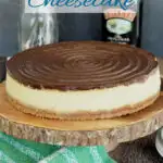 a pinterest image for baileys cheesecsake with text overlay