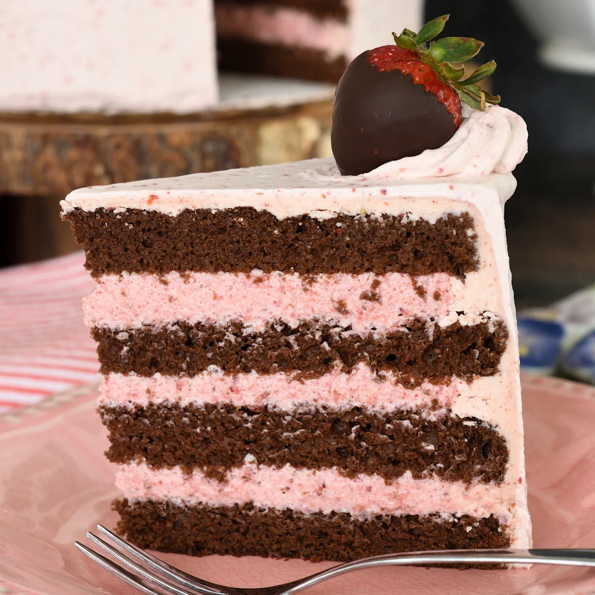 Chocolate Cake with Strawberry Mousse FIlling