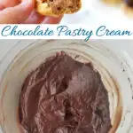 a pinterest image for Chocolate Pastry Cream with text overlay