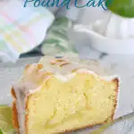 a pinterest image for Key Lime Pound Cake with text overlay