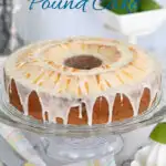 a pinterest image for key lime pound cake with text overlay