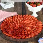 a pinterest image for Chocolate Strawberry Tart with text overlay
