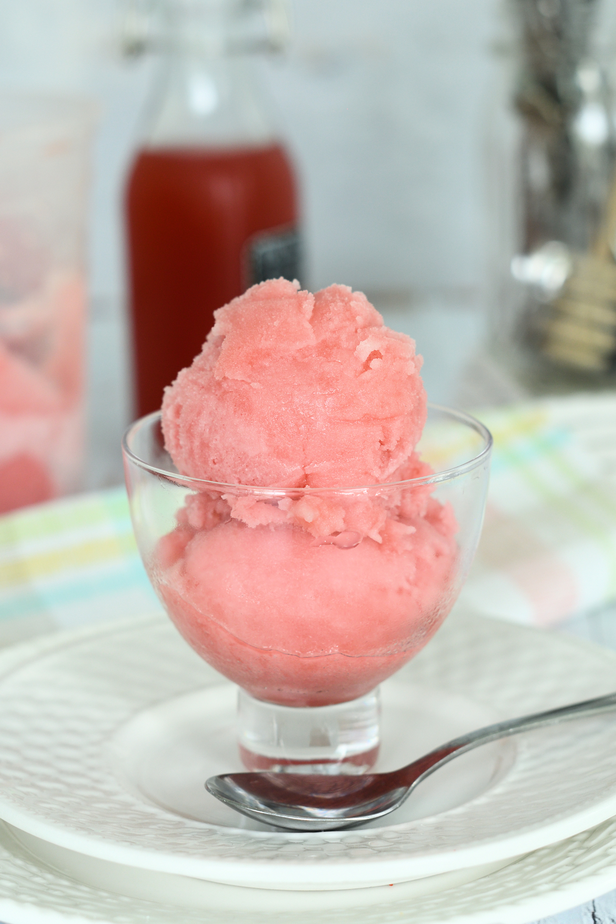 Rhubarb sorbet without shop ice cream maker
