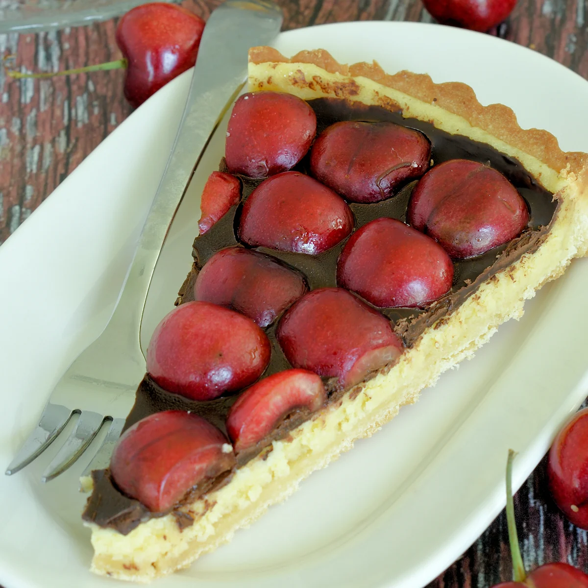 Chocolate Cherry Cheesecake (“Tart Michel”)