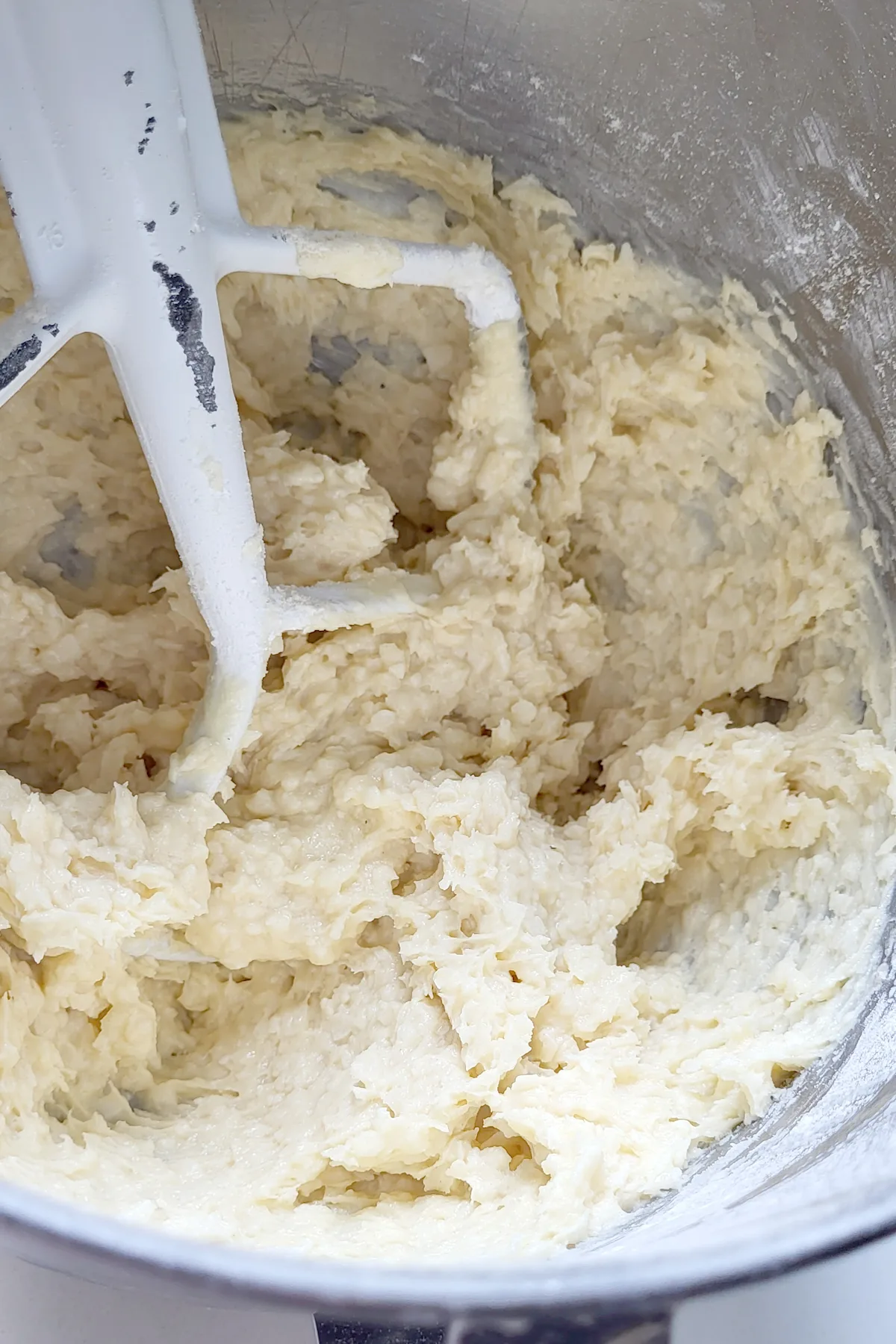 a bowl of coconut cookie batter.