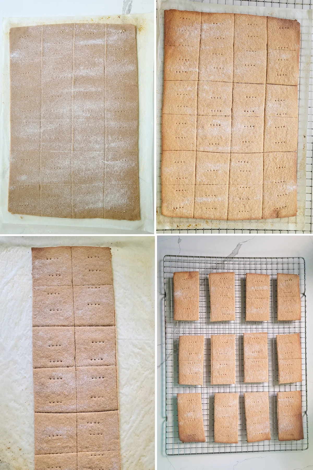 Graham crackers before and after baking.