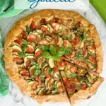 a pinterest image for ratatouille galette with text overlay