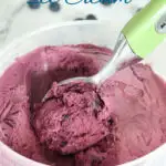 a pinterest image for blueberry ice cream with text overlay