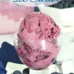 a pinterest image for blueberry ice cream with text overlay