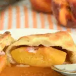 a pinterest image for Peach Dumplings with text overlay