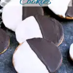 a pinterest image for black and white cookies with text overlay