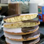 a pinterest image for black and white cookies with text overlay