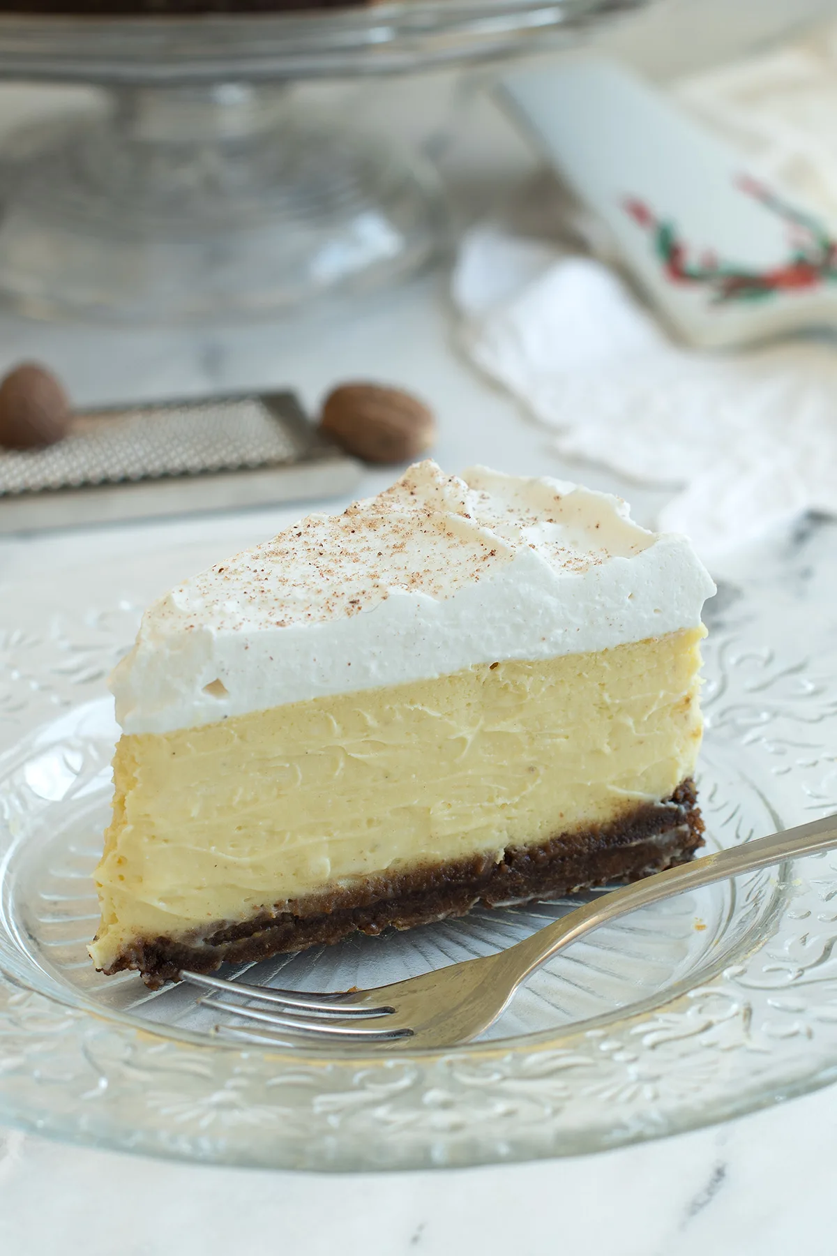 hero shot eggnog cheesecake