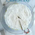 a pinterest image for eggnog cheesecake with text overlay