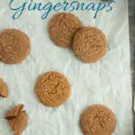 a pinterest image for gingersnap cookies with text overlay
