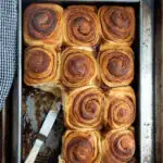 a pinterest image for cinnamon buns with text overylay.