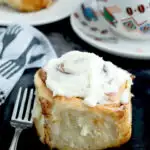 a pinterest image for cinnamon buns with text overlay