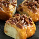 a pinterest image for sticky buns with text overlay.