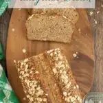 A pinterest image for sourdough multigrain bread with text overlay.