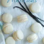 a pinterest image for vanilla macarons with text overlay