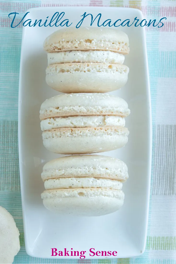 a pinterest image for french macarons with text overlay