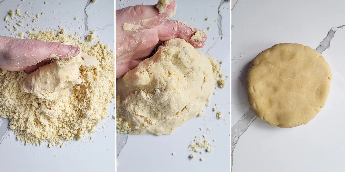 Sweet dough before during and after kneading.
