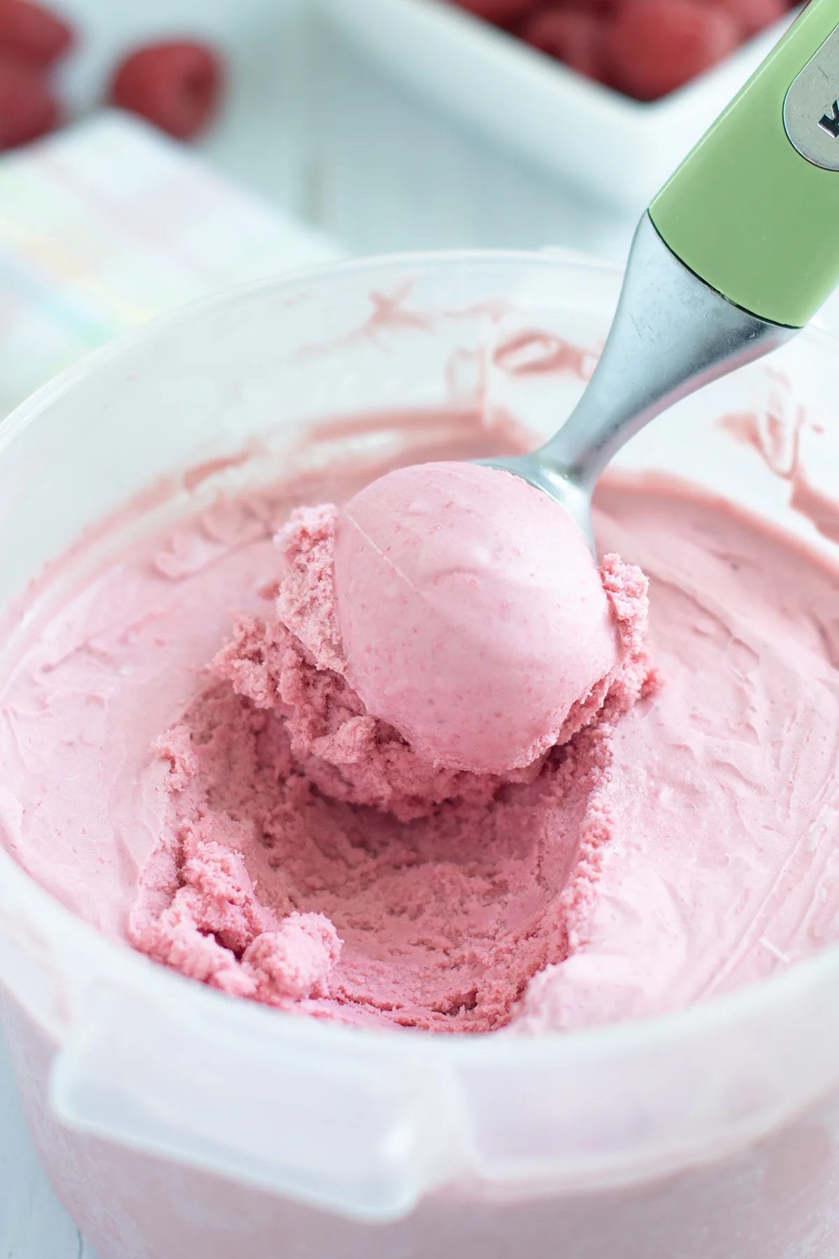 beauty shot raspberry ice cream.