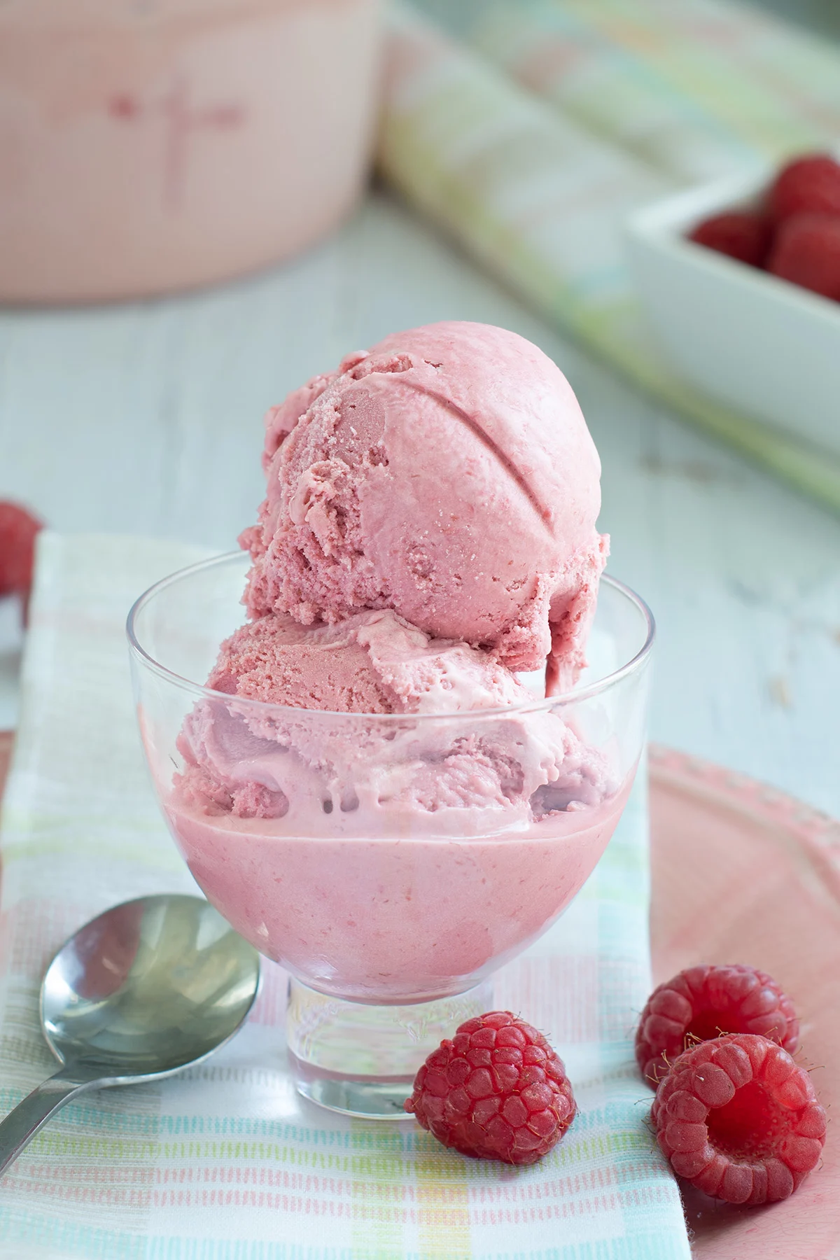 beauty shot raspberry ice cream.