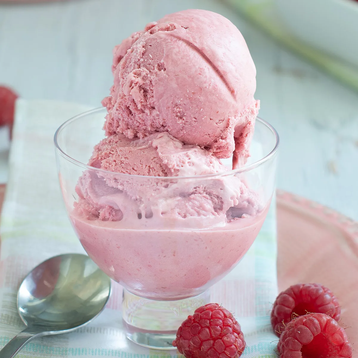 beauty shot raspberry ice cream.