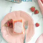 A pinterest image for strawberry tiramisu with text overlay.