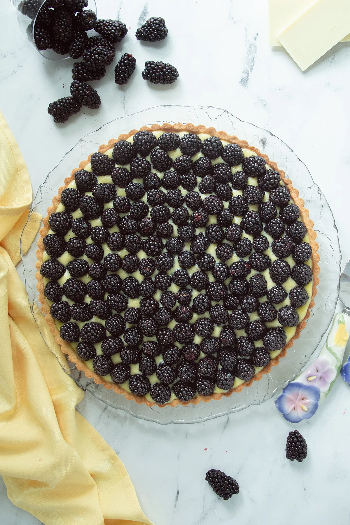 beauty shot of blackberry tart.