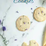 A pinterest image for lavender cookies with text overlay.