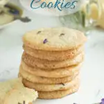 A pinterest image for lavender cookies with text overlay.