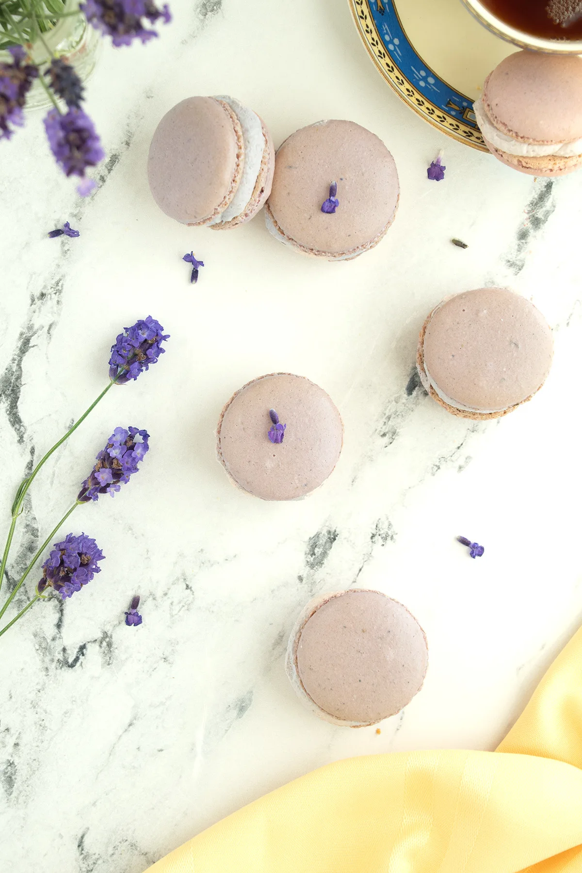 lavender macarons beauty shot.