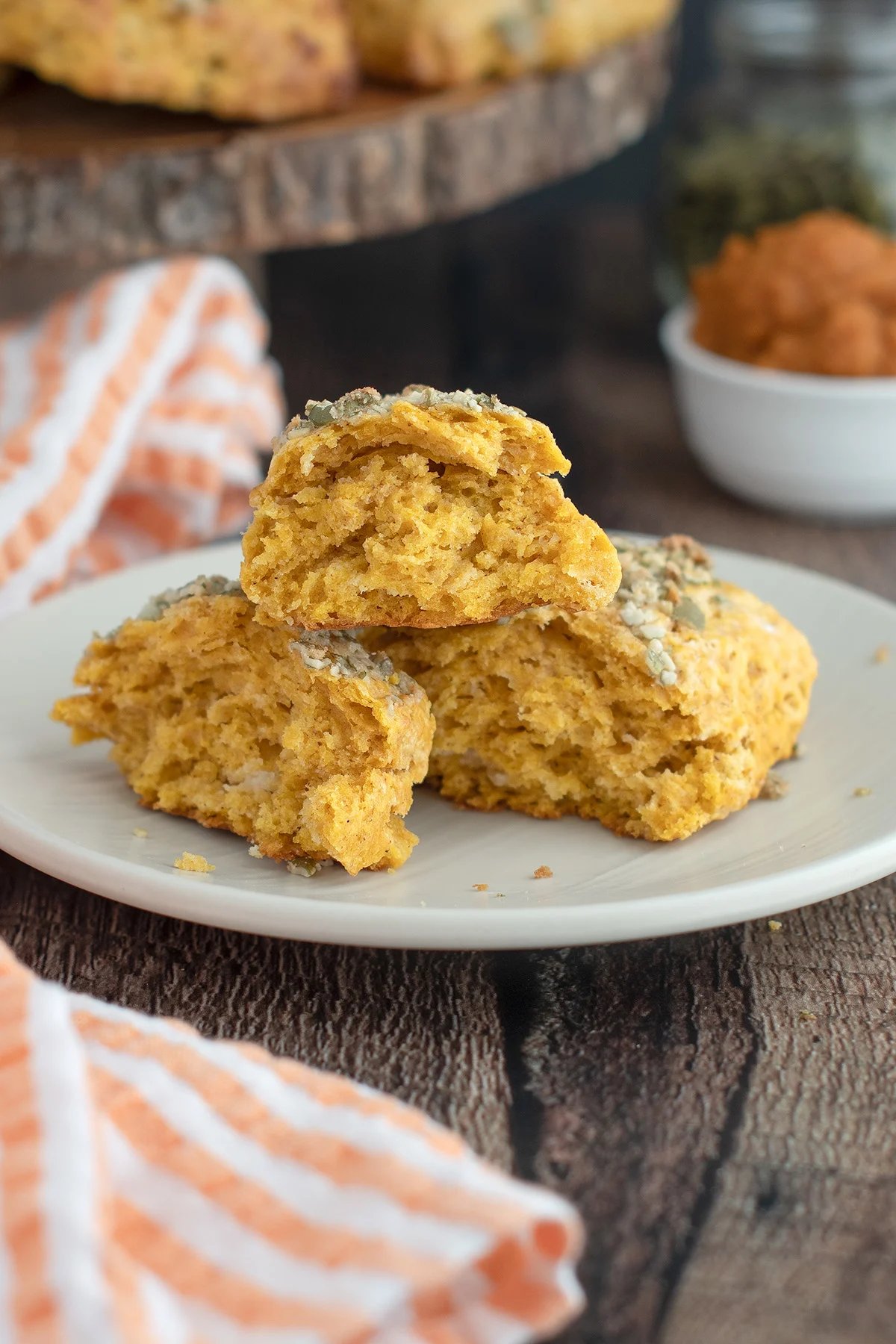 a beauty shot of a pumpkin scones.