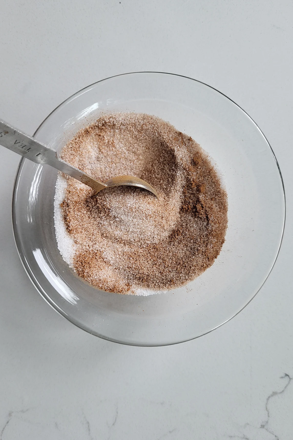 cinnamon sugar in a glass bowl.
