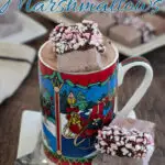 a pinterest image for chocolate marshmallows with text overlay.