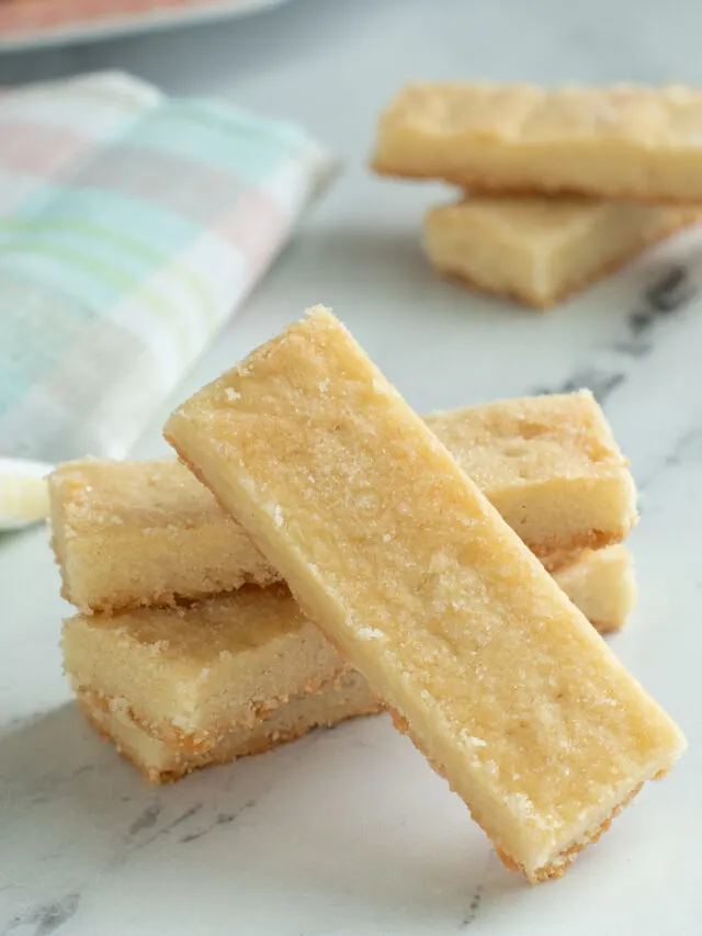 a stack of shortbread cookies.