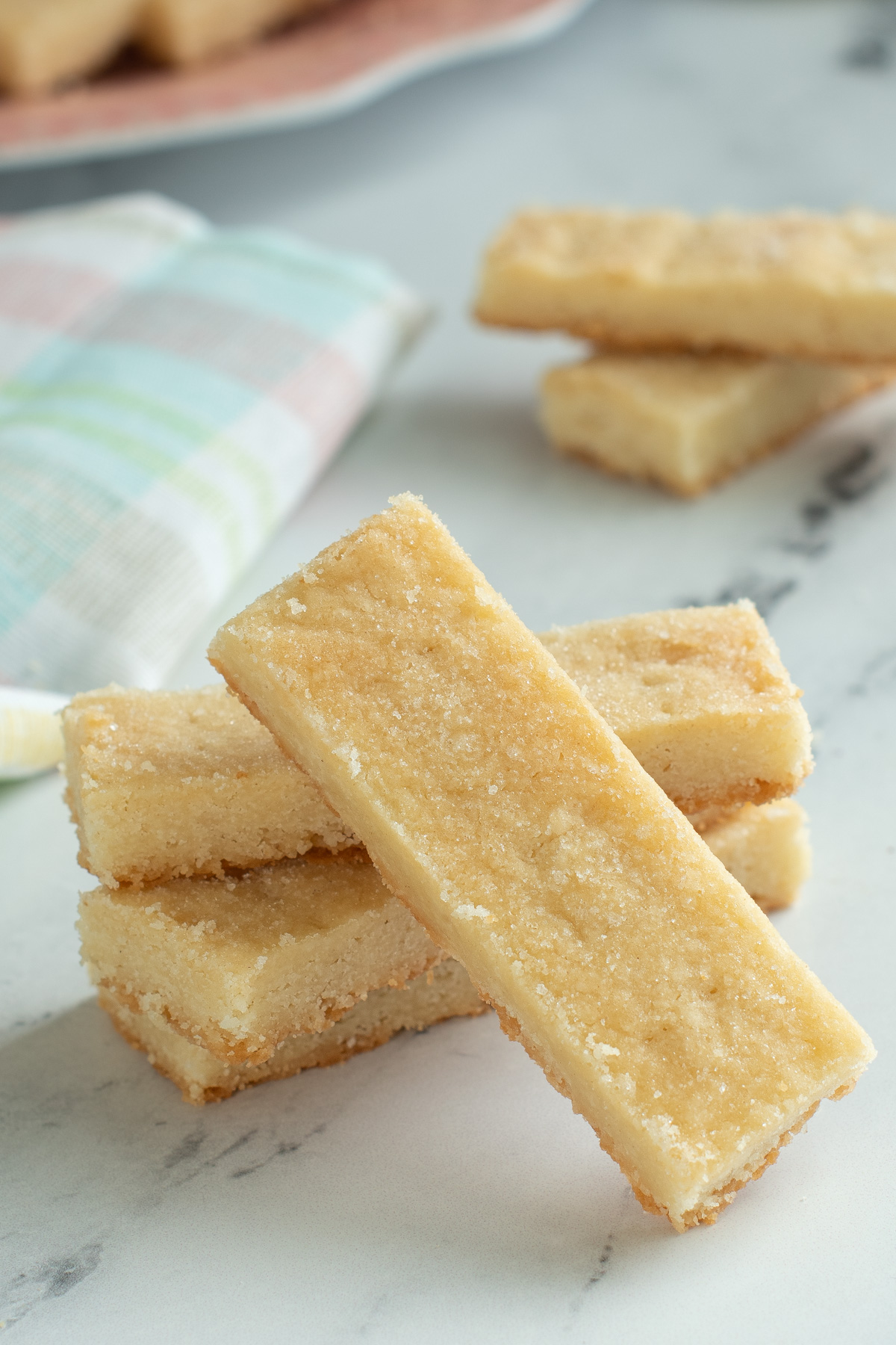 a stack of shortbread cookies.