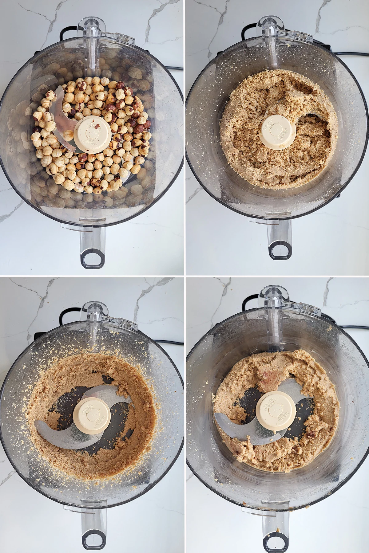 nuts being ground in a food processor.
