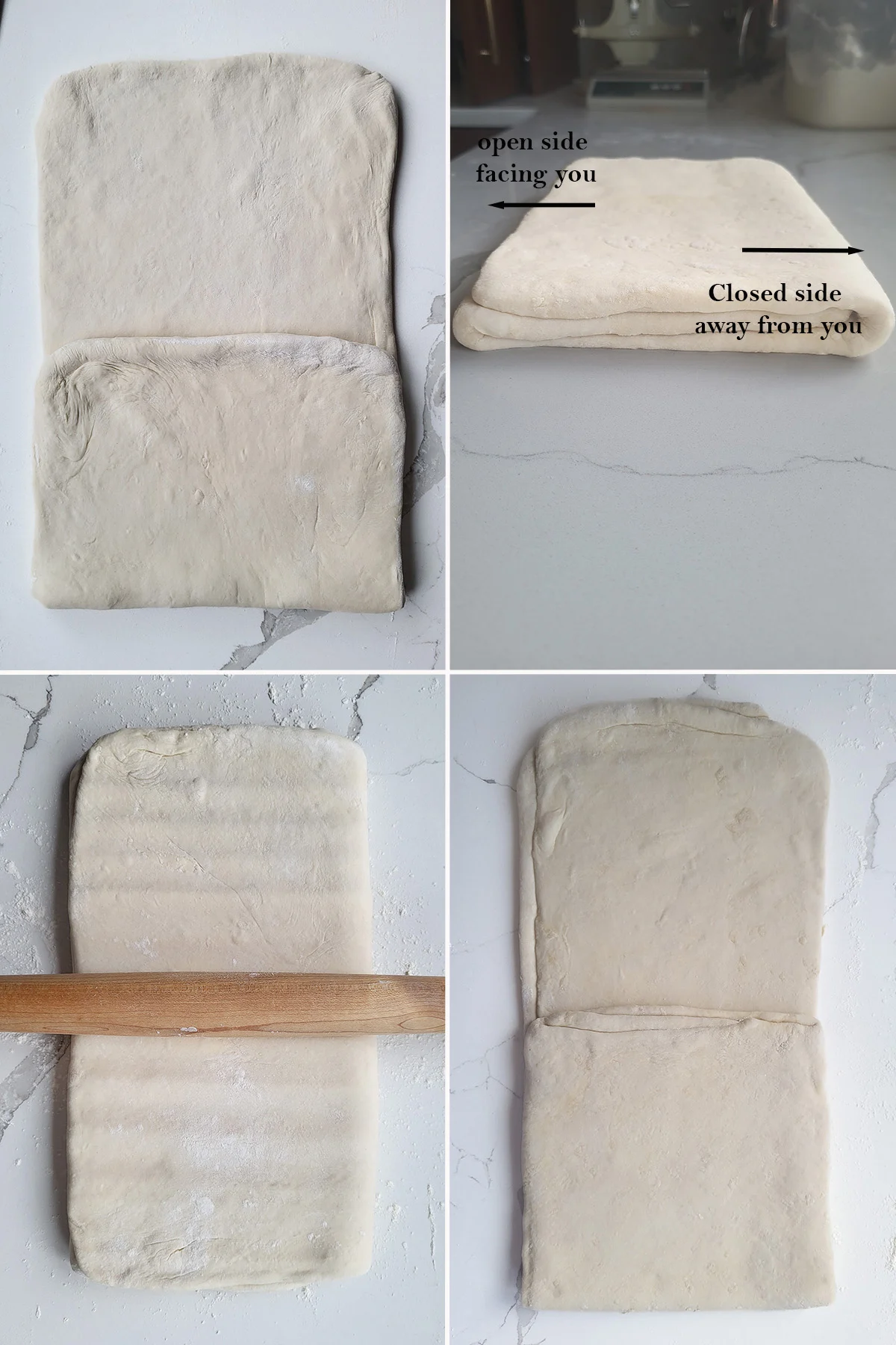 Folding dough like a letter.