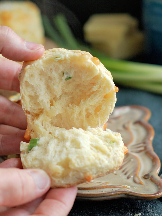 a split cheese scone.